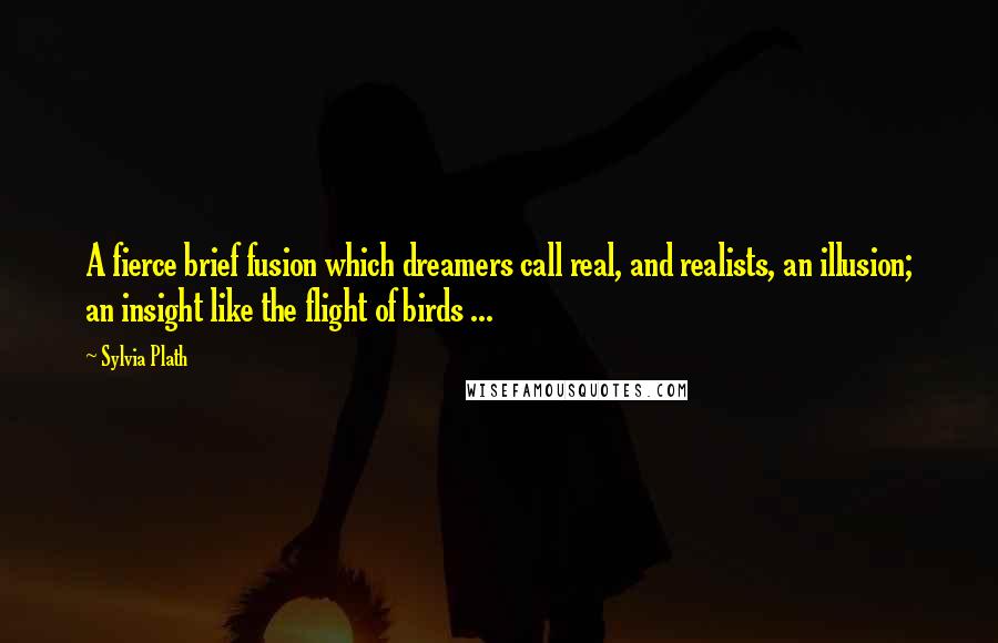 Sylvia Plath Quotes: A fierce brief fusion which dreamers call real, and realists, an illusion; an insight like the flight of birds ...