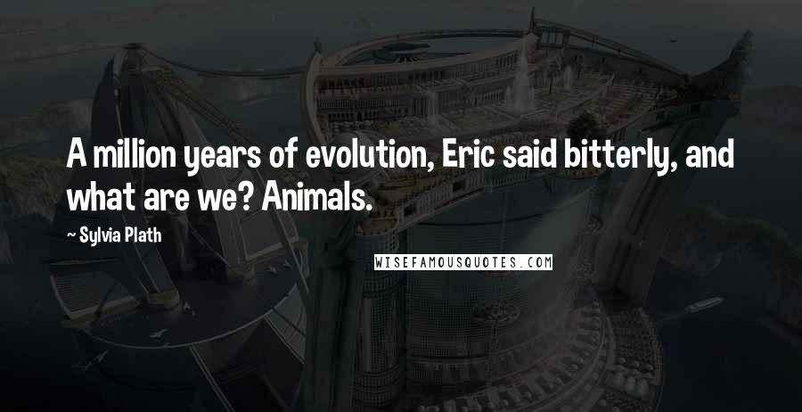 Sylvia Plath Quotes: A million years of evolution, Eric said bitterly, and what are we? Animals.