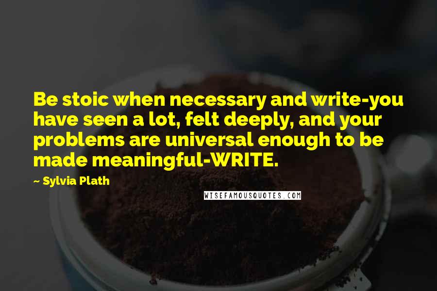 Sylvia Plath Quotes: Be stoic when necessary and write-you have seen a lot, felt deeply, and your problems are universal enough to be made meaningful-WRITE.