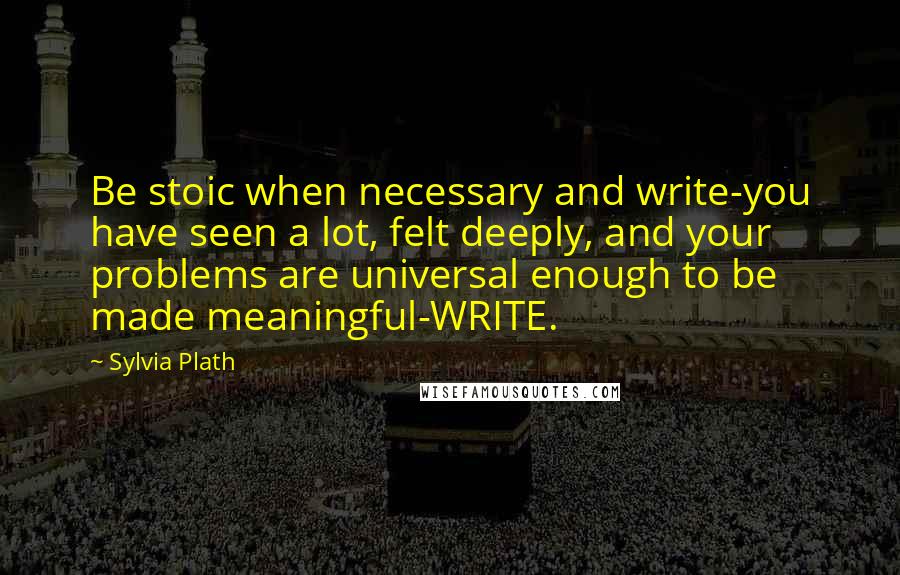 Sylvia Plath Quotes: Be stoic when necessary and write-you have seen a lot, felt deeply, and your problems are universal enough to be made meaningful-WRITE.