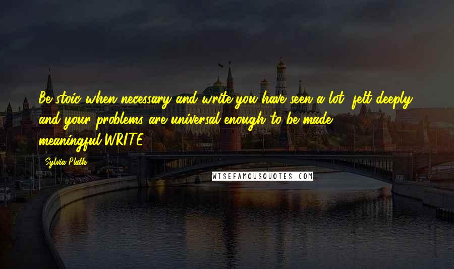 Sylvia Plath Quotes: Be stoic when necessary and write-you have seen a lot, felt deeply, and your problems are universal enough to be made meaningful-WRITE.