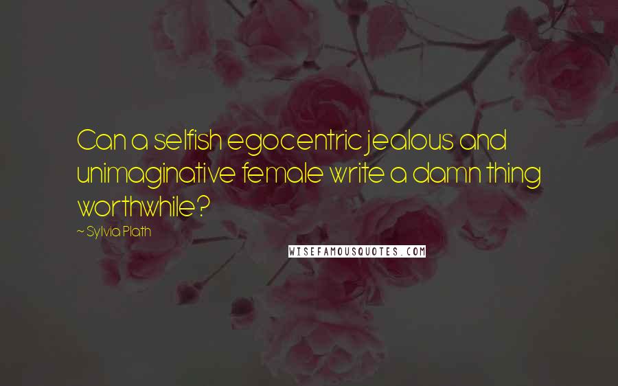 Sylvia Plath Quotes: Can a selfish egocentric jealous and unimaginative female write a damn thing worthwhile?