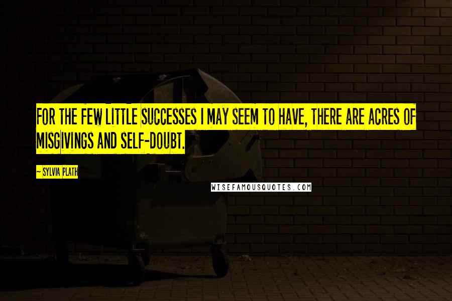 Sylvia Plath Quotes: For the few little successes I may seem to have, there are acres of misgivings and self-doubt.