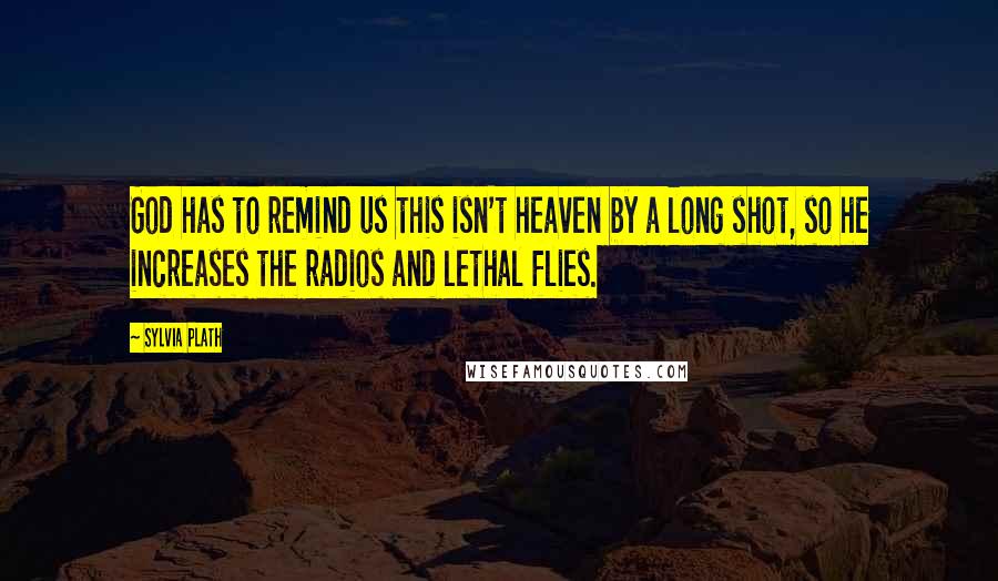 Sylvia Plath Quotes: God has to remind us this isn't heaven by a long shot, so he increases the radios and lethal flies.