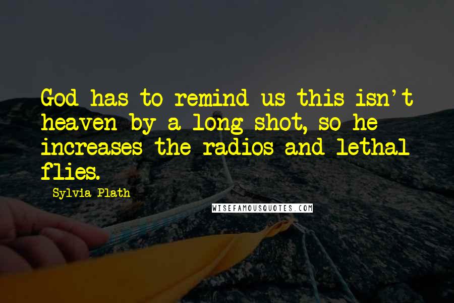 Sylvia Plath Quotes: God has to remind us this isn't heaven by a long shot, so he increases the radios and lethal flies.