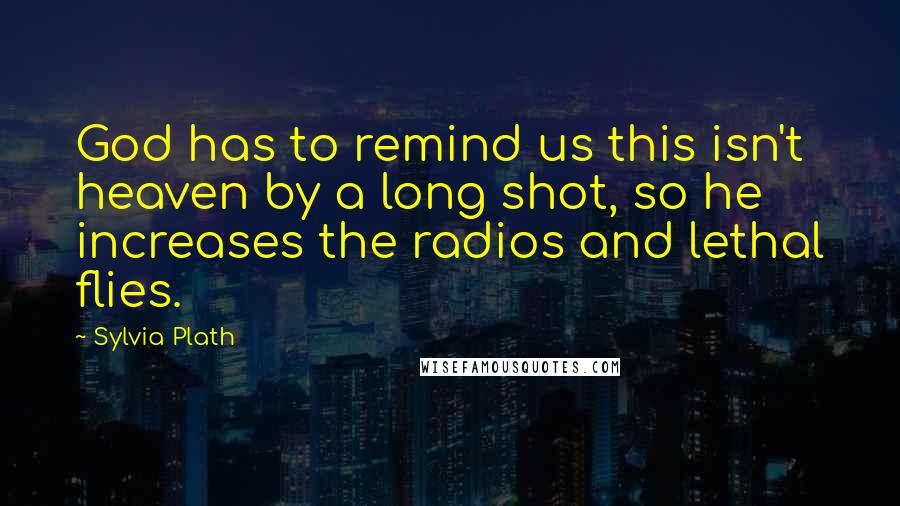 Sylvia Plath Quotes: God has to remind us this isn't heaven by a long shot, so he increases the radios and lethal flies.