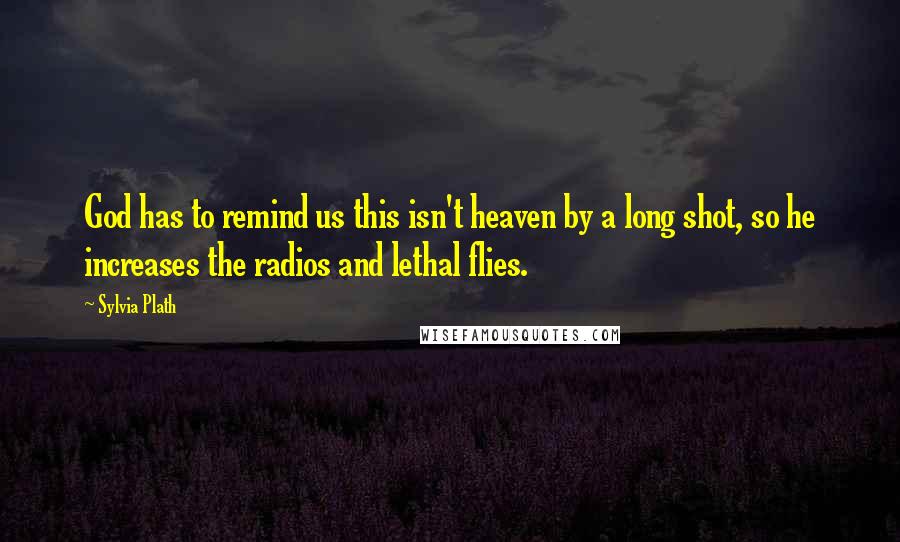 Sylvia Plath Quotes: God has to remind us this isn't heaven by a long shot, so he increases the radios and lethal flies.