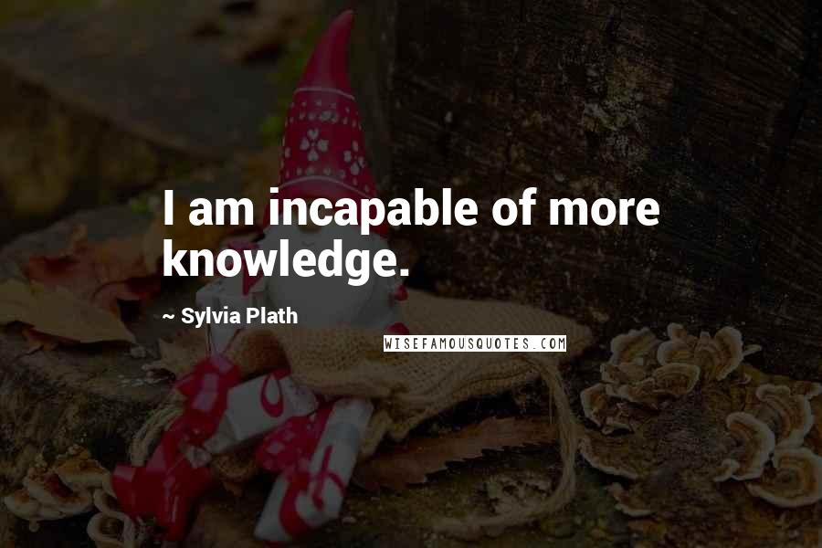 Sylvia Plath Quotes: I am incapable of more knowledge.