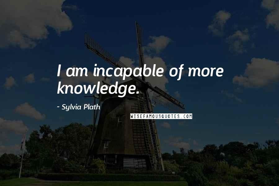 Sylvia Plath Quotes: I am incapable of more knowledge.