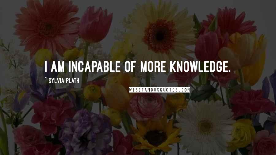 Sylvia Plath Quotes: I am incapable of more knowledge.