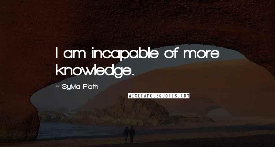 Sylvia Plath Quotes: I am incapable of more knowledge.