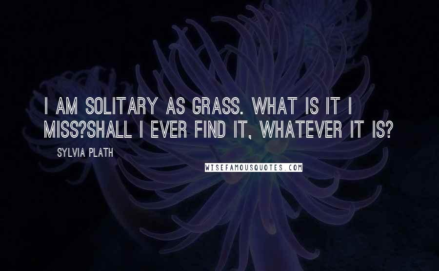 Sylvia Plath Quotes: I am solitary as grass. What is it I miss?Shall I ever find it, whatever it is?