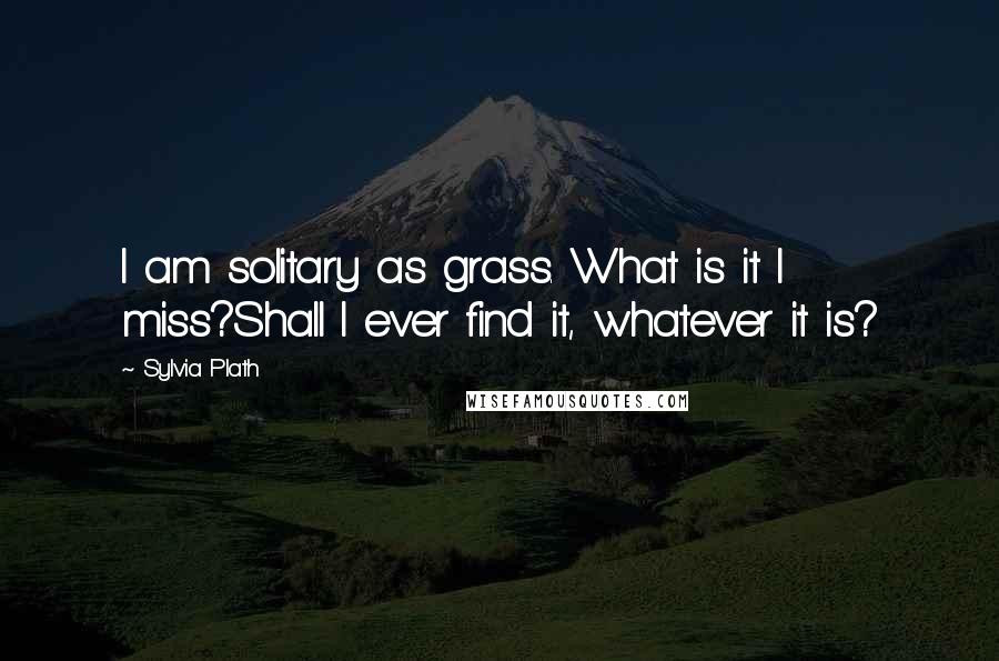 Sylvia Plath Quotes: I am solitary as grass. What is it I miss?Shall I ever find it, whatever it is?