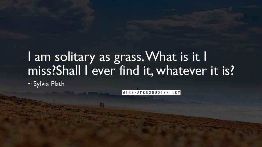 Sylvia Plath Quotes: I am solitary as grass. What is it I miss?Shall I ever find it, whatever it is?