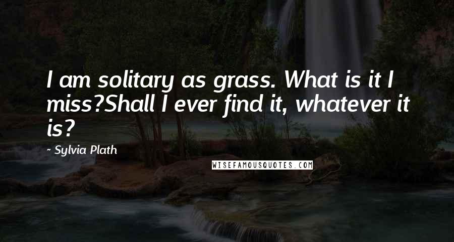 Sylvia Plath Quotes: I am solitary as grass. What is it I miss?Shall I ever find it, whatever it is?
