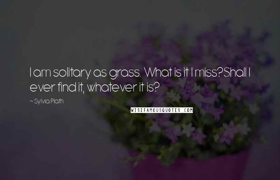 Sylvia Plath Quotes: I am solitary as grass. What is it I miss?Shall I ever find it, whatever it is?