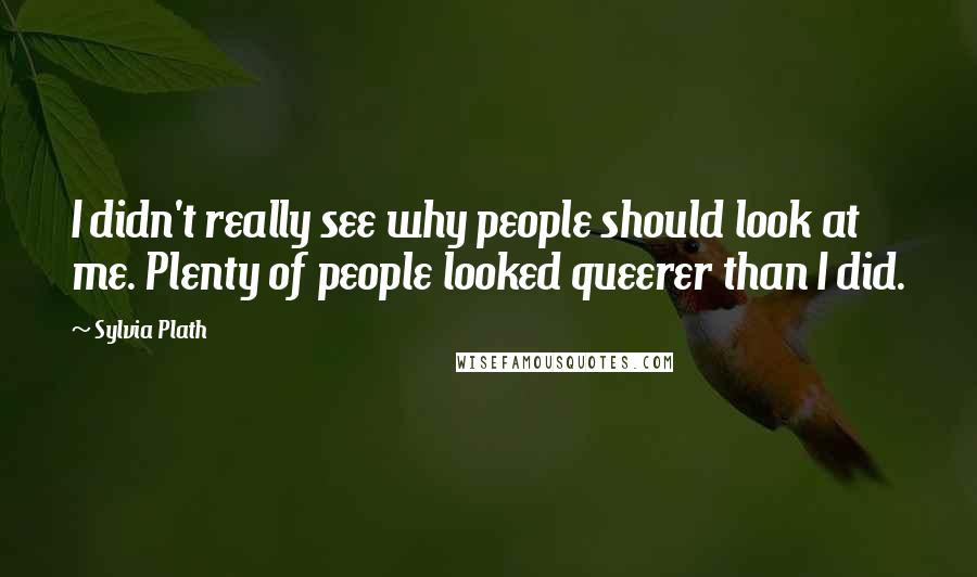 Sylvia Plath Quotes: I didn't really see why people should look at me. Plenty of people looked queerer than I did.