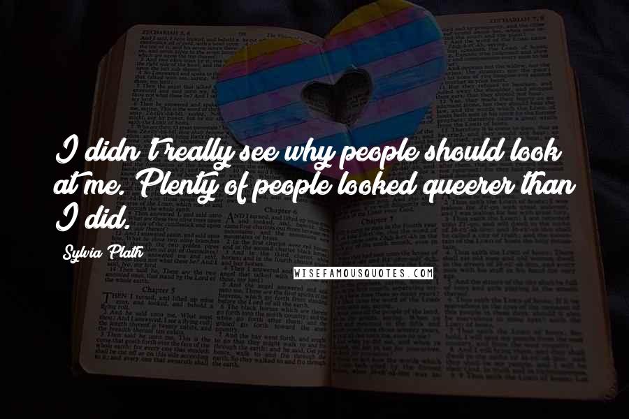 Sylvia Plath Quotes: I didn't really see why people should look at me. Plenty of people looked queerer than I did.