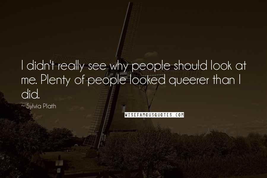 Sylvia Plath Quotes: I didn't really see why people should look at me. Plenty of people looked queerer than I did.