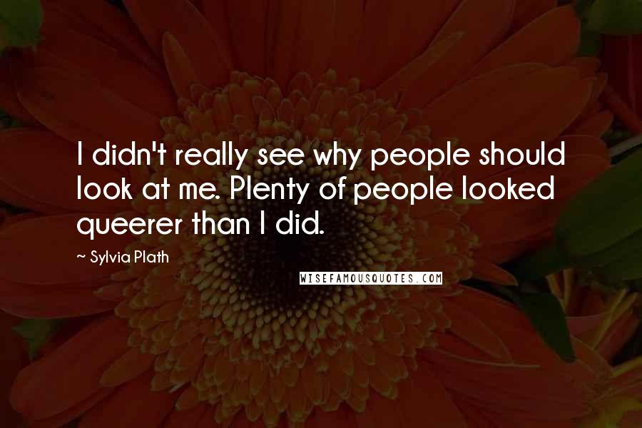 Sylvia Plath Quotes: I didn't really see why people should look at me. Plenty of people looked queerer than I did.