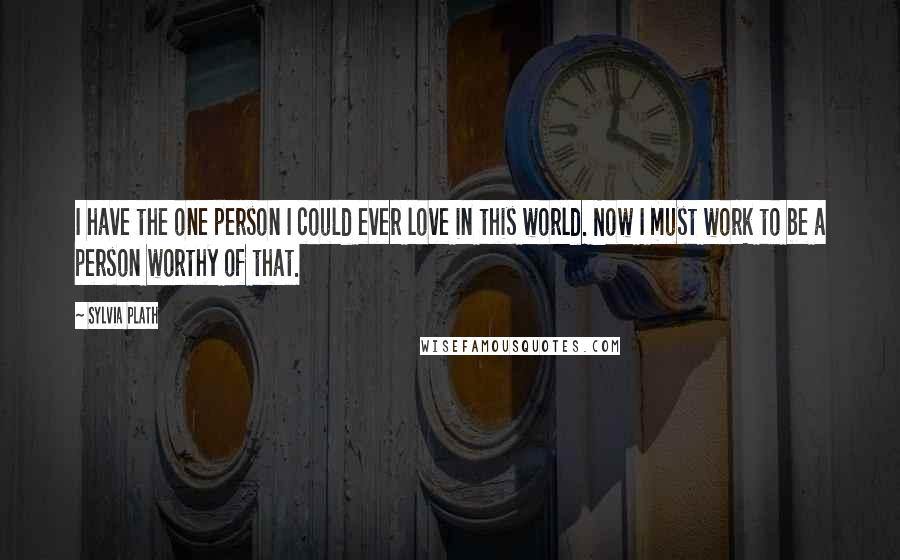 Sylvia Plath Quotes: I have the one person I could ever love in this world. Now I must work to be a person worthy of that.