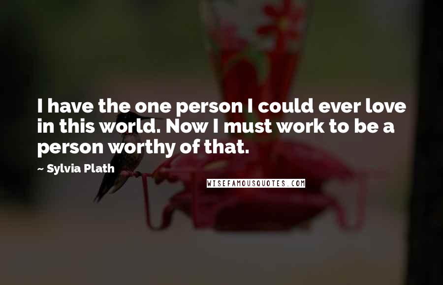 Sylvia Plath Quotes: I have the one person I could ever love in this world. Now I must work to be a person worthy of that.