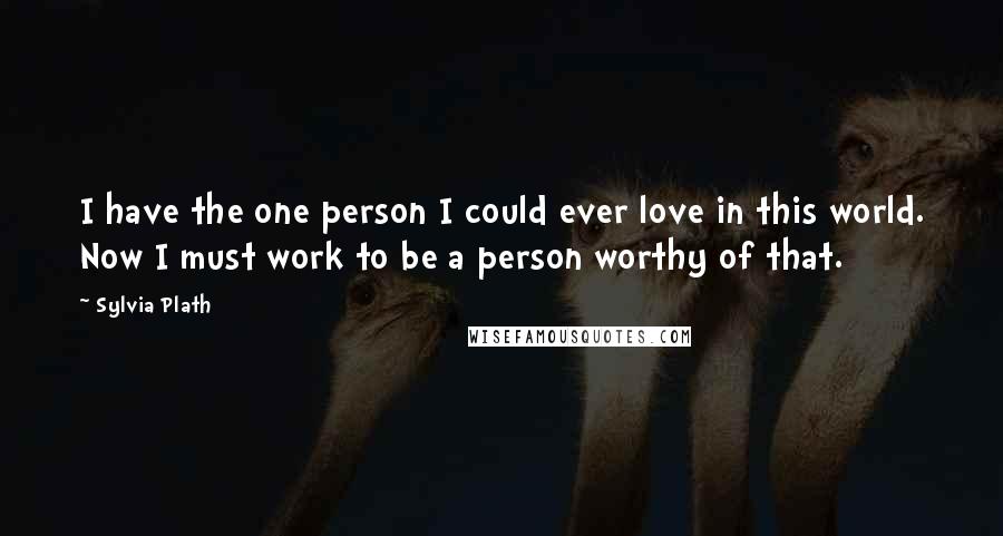 Sylvia Plath Quotes: I have the one person I could ever love in this world. Now I must work to be a person worthy of that.