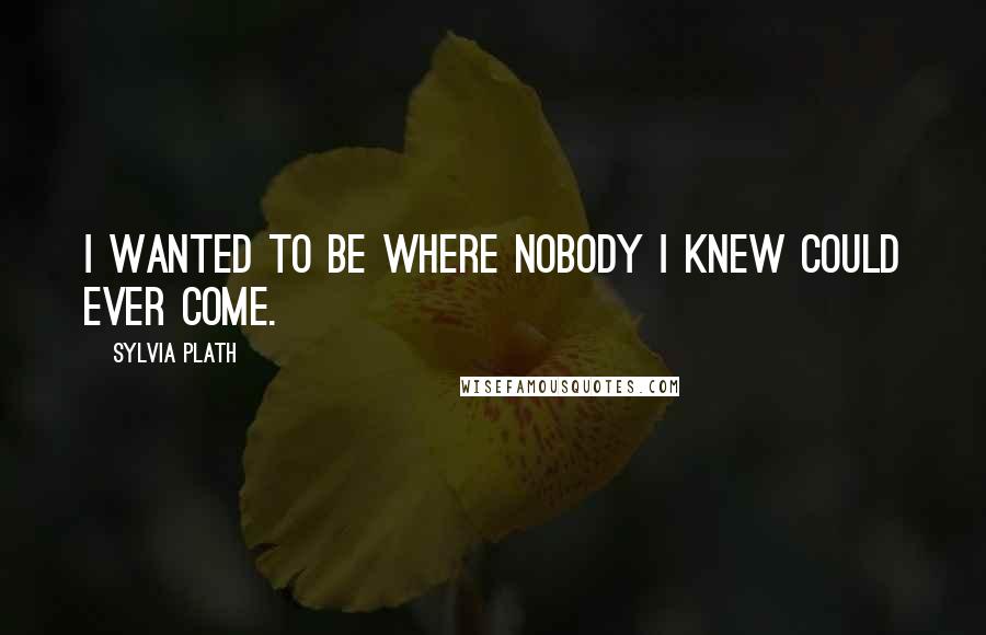 Sylvia Plath Quotes: I wanted to be where nobody I knew could ever come.