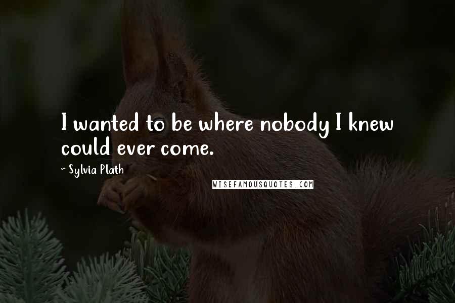 Sylvia Plath Quotes: I wanted to be where nobody I knew could ever come.