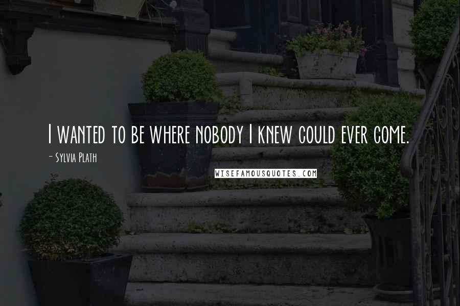 Sylvia Plath Quotes: I wanted to be where nobody I knew could ever come.