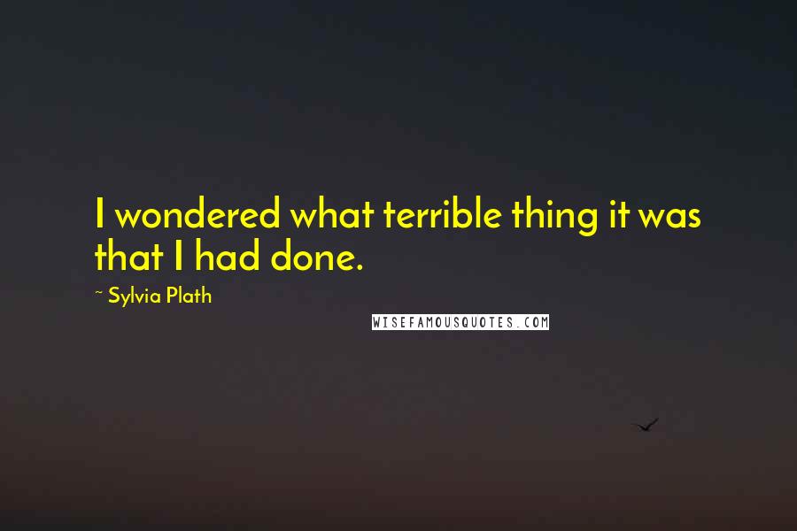 Sylvia Plath Quotes: I wondered what terrible thing it was that I had done.