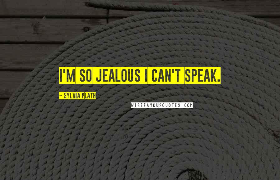 Sylvia Plath Quotes: I'm so jealous I can't speak.