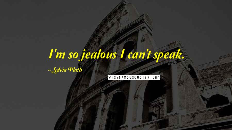 Sylvia Plath Quotes: I'm so jealous I can't speak.