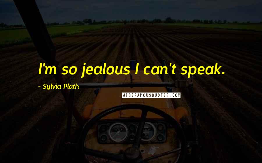 Sylvia Plath Quotes: I'm so jealous I can't speak.