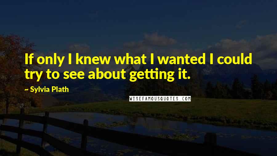 Sylvia Plath Quotes: If only I knew what I wanted I could try to see about getting it.