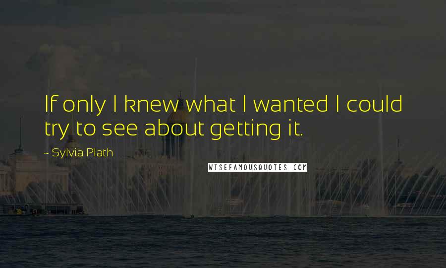 Sylvia Plath Quotes: If only I knew what I wanted I could try to see about getting it.