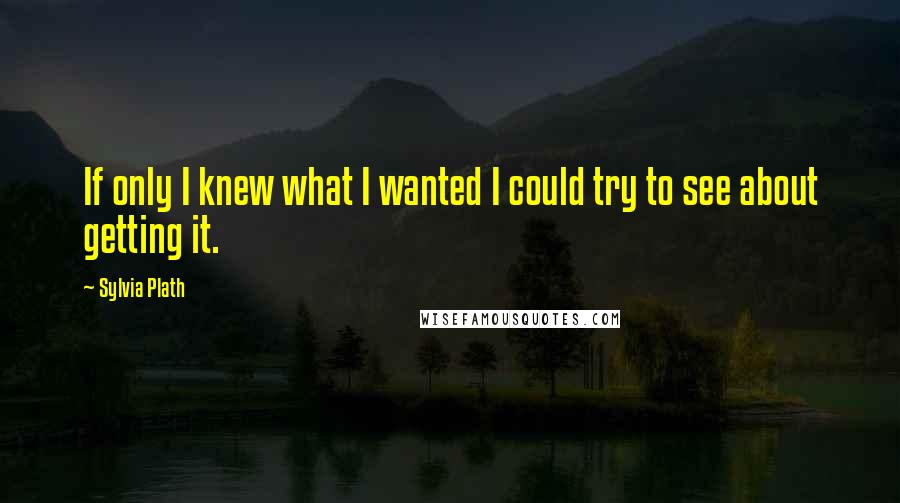 Sylvia Plath Quotes: If only I knew what I wanted I could try to see about getting it.