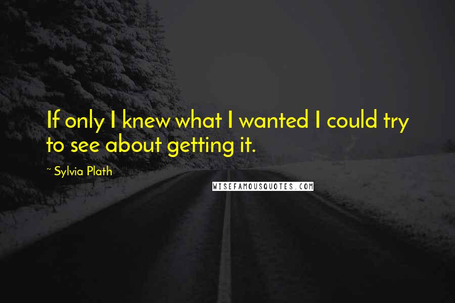 Sylvia Plath Quotes: If only I knew what I wanted I could try to see about getting it.