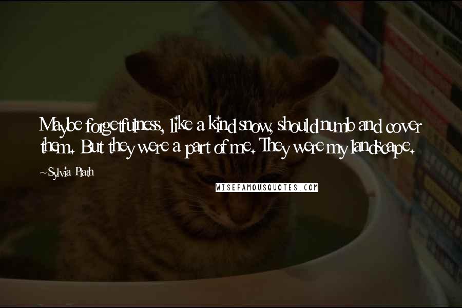 Sylvia Plath Quotes: Maybe forgetfulness, like a kind snow, should numb and cover them. But they were a part of me. They were my landscape.