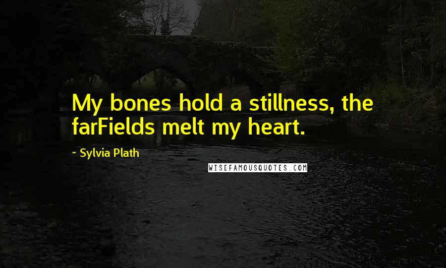 Sylvia Plath Quotes: My bones hold a stillness, the farFields melt my heart.