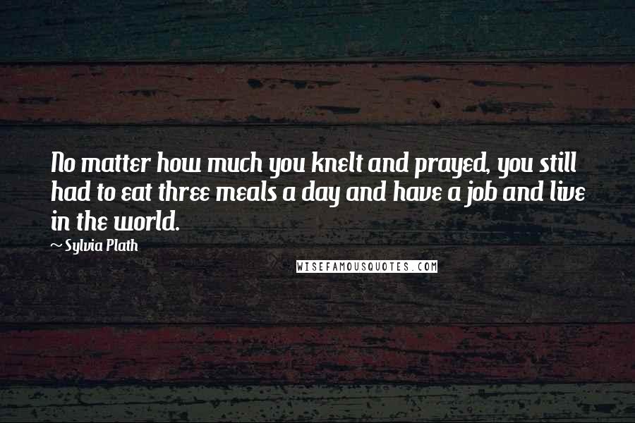 Sylvia Plath Quotes: No matter how much you knelt and prayed, you still had to eat three meals a day and have a job and live in the world.