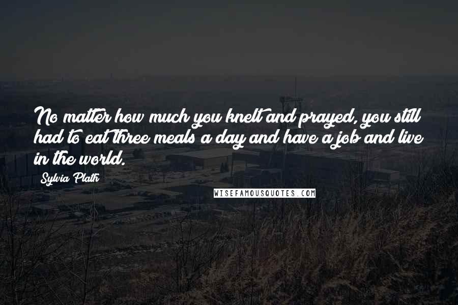 Sylvia Plath Quotes: No matter how much you knelt and prayed, you still had to eat three meals a day and have a job and live in the world.