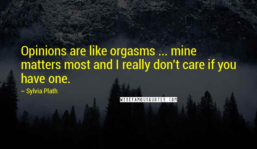 Sylvia Plath Quotes: Opinions are like orgasms ... mine matters most and I really don't care if you have one.