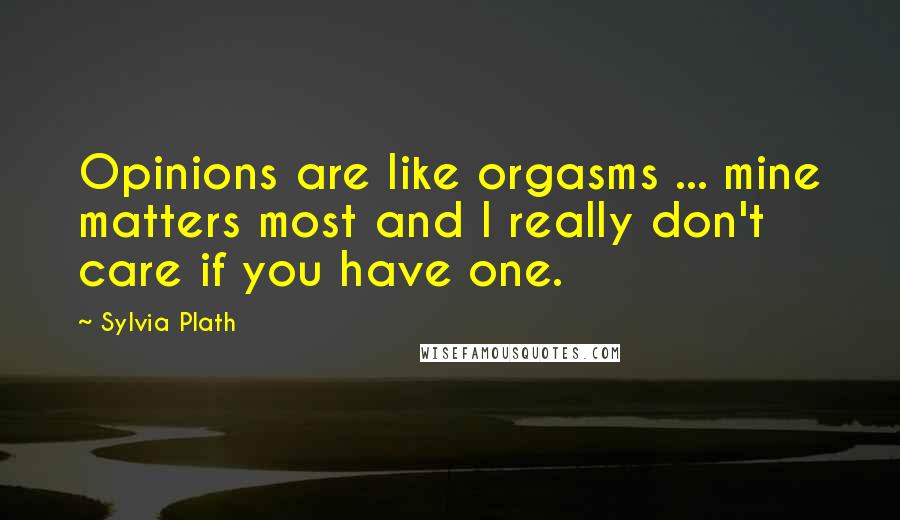 Sylvia Plath Quotes: Opinions are like orgasms ... mine matters most and I really don't care if you have one.