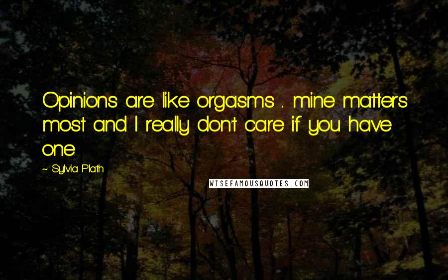 Sylvia Plath Quotes: Opinions are like orgasms ... mine matters most and I really don't care if you have one.