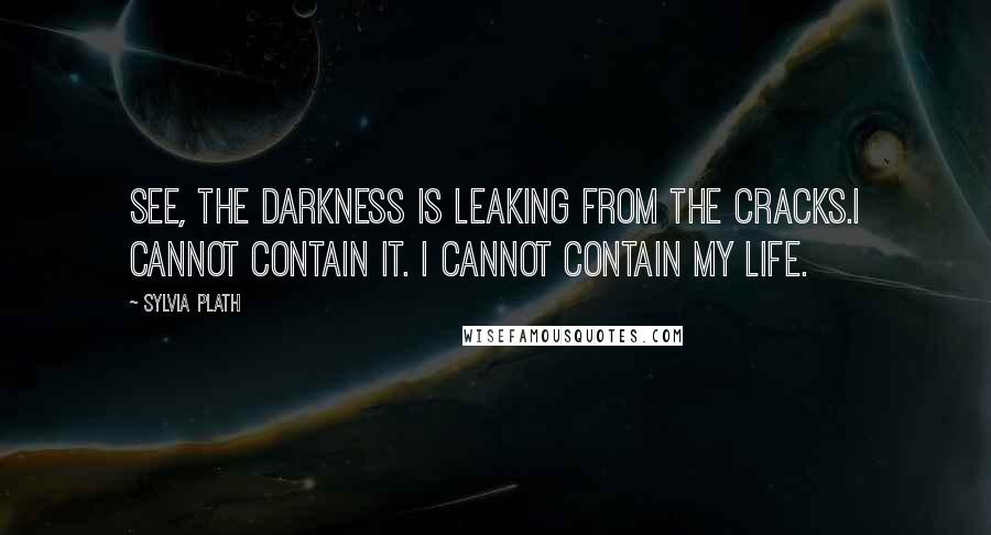 Sylvia Plath Quotes: See, the darkness is leaking from the cracks.I cannot contain it. I cannot contain my life.