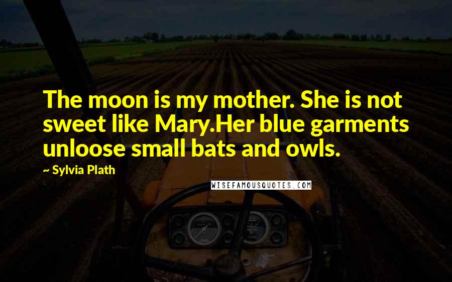 Sylvia Plath Quotes: The moon is my mother. She is not sweet like Mary.Her blue garments unloose small bats and owls.