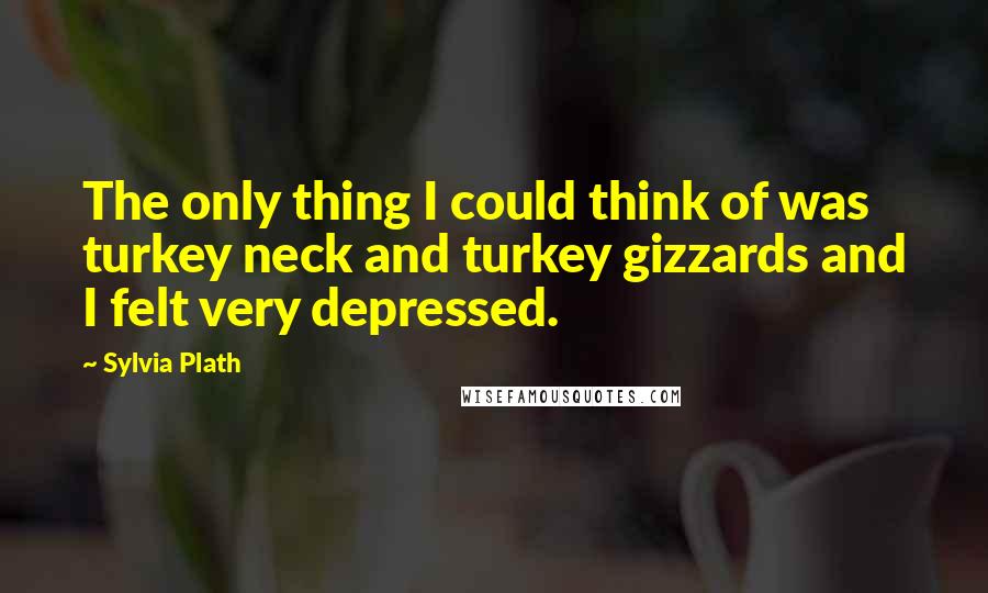 Sylvia Plath Quotes: The only thing I could think of was turkey neck and turkey gizzards and I felt very depressed.
