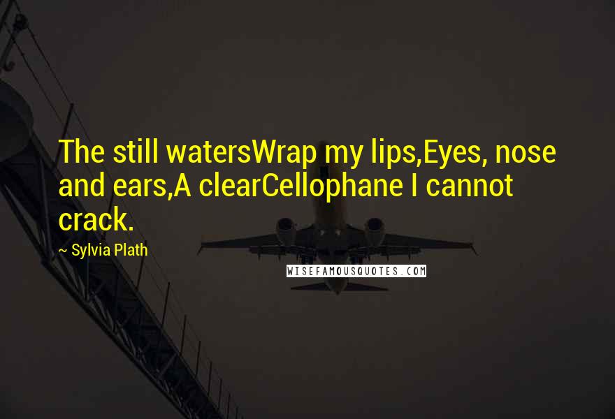 Sylvia Plath Quotes: The still watersWrap my lips,Eyes, nose and ears,A clearCellophane I cannot crack.