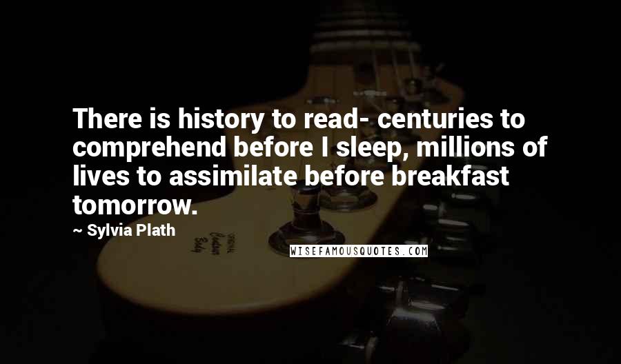 Sylvia Plath Quotes: There is history to read- centuries to comprehend before I sleep, millions of lives to assimilate before breakfast tomorrow.
